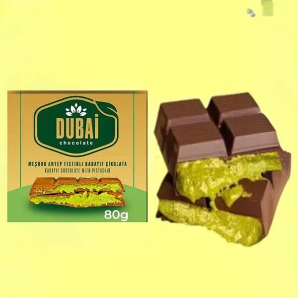 Dubai Chocolate Bar with Kadayif and Pistachio Cream 80g Dubai Kunefe knafeh Chocolate Small Gifts for Snack Treats Kids Family & Friend - Image 4