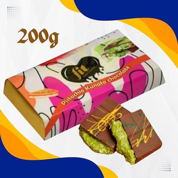 Fit Dubai Chocolate Bar Pistachio Kunafa Fit Chocolate Sweets Treat 200g - Image 4
