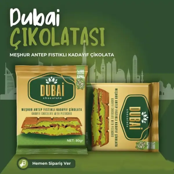 Dubai Chocolate Bar with Kadayif and Pistachio Cream 80g Dubai Kunefe knafeh Chocolate Small Gifts for Snack Treats Kids Family & Friend - Image 3