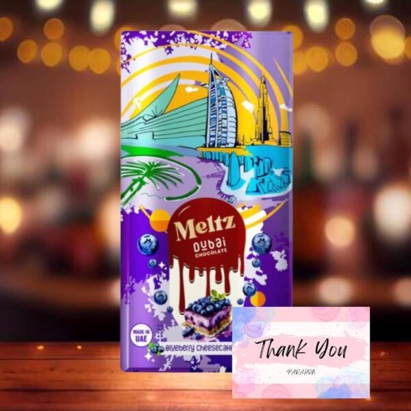Meltz Dubai Knafeh Milk Chocolate Bar , Blueberry Cheesecake Kunafeh 200g - Image 2