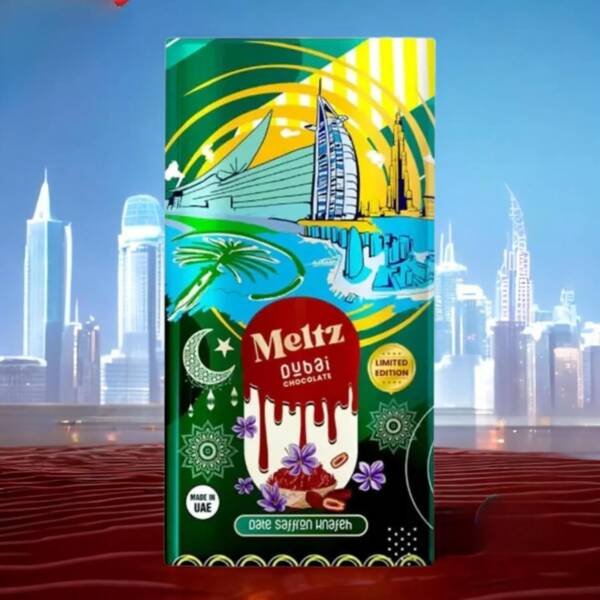 Meltz Dubai Knafeh MilkChocolate Bar - Date saffron 200g - Image 2