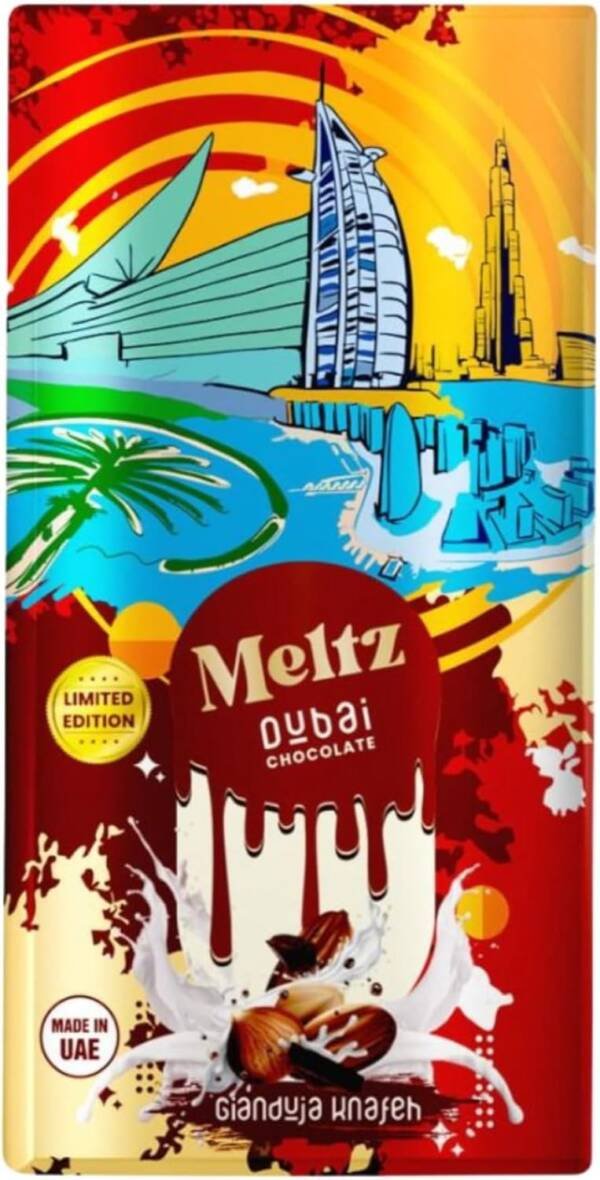 Meltz Dubai Knafeh Milk Chocolate Bar, Gianduja 200g