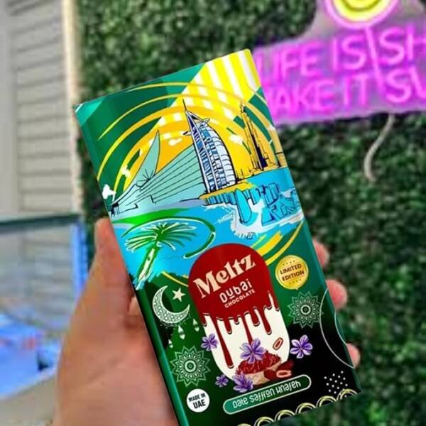 Meltz Dubai Knafeh MilkChocolate Bar - Date saffron 200g - Image 3