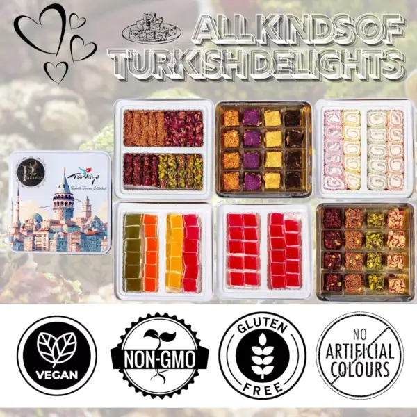 Turkish Delight Halal Sweets Snacks, Lokum Mixed Fruit Aroma 500g - Image 6