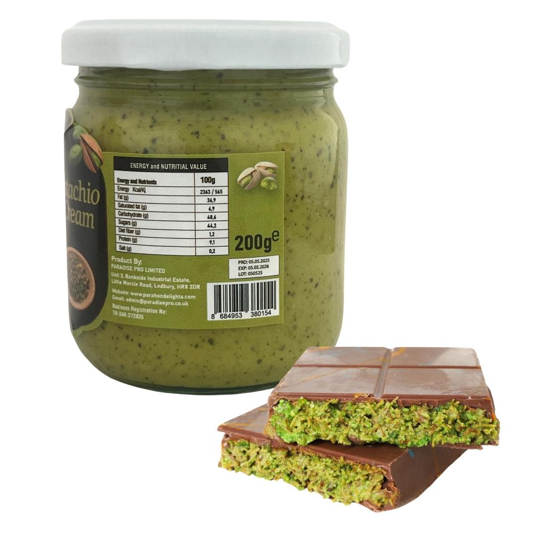 Parahon Premium Pistachio Cream Spread 200g - Sweet Gourmet Paste for Desserts - Pistachio Dubai Chocolate - Artisanal, Sweet & Velvety - Pistachio Grains Rich - Image 6